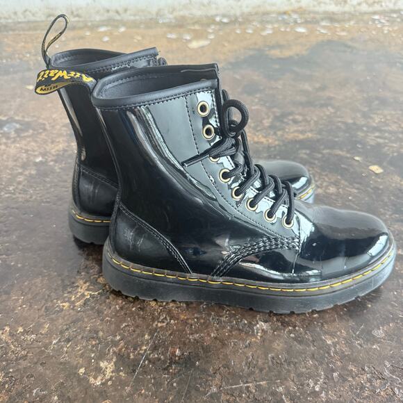 Dr Martens Boots Zavala Glossy Patent Leather Combat NWOT Unisex Womens 7 Mens 6 - Picture 5 of 7